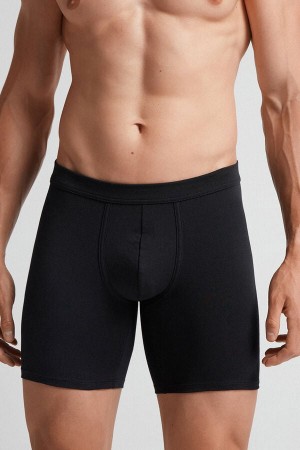 Boxer Intimissimi Superior Cotton Long Hombre Negros | JNTI-93850