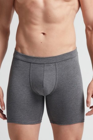 Boxer Intimissimi Superior Cotton Long Hombre Grises Oscuro | OALV-97836