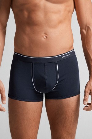 Boxer Intimissimi Superior Cotton With Exposed Elastic Hombre Azules Blancos | QAEC-03827