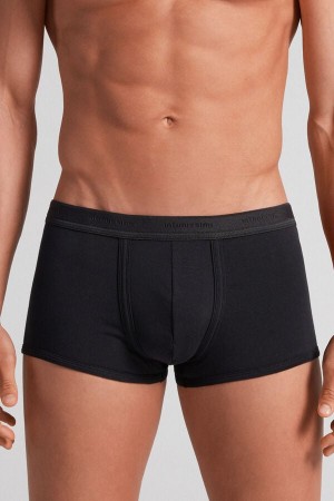 Boxer Intimissimi Superior Cotton With Logo Hombre Negros Negros | TGSR-98741