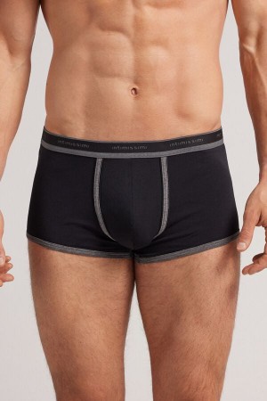 Boxer Intimissimi Superior Cotton With Logo Hombre Negros Grises Oscuro | ARDV-79218