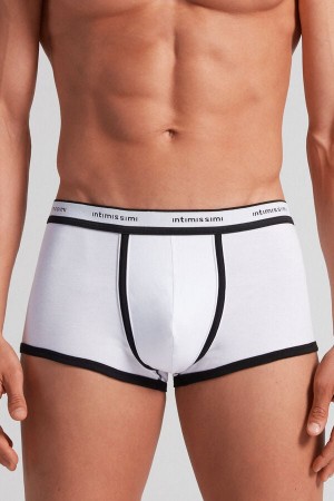 Boxer Intimissimi Superior Cotton With Logo Hombre Blancos Negros | IENV-43921