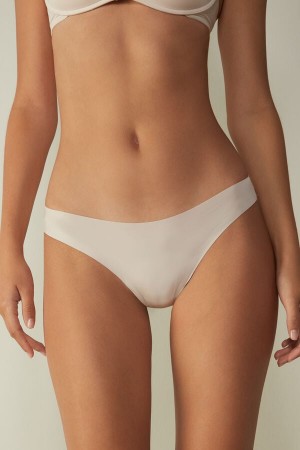 Bragas Intimissimi Brazilian Seamless Ultra Light Microfiber Mujer Creme Rosas | NAKM-61592