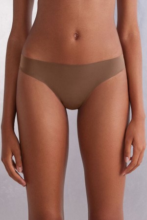 Bragas Intimissimi Brazilian Seamless Ultra Light Microfiber Mujer Beige Oscuro | LKGP-28704