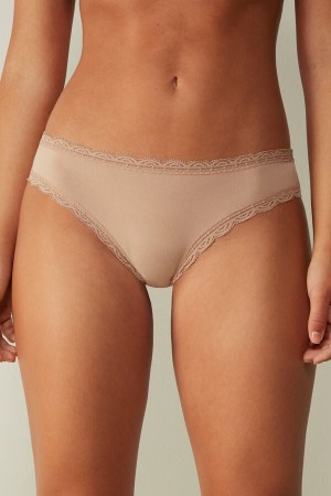 Bragas Intimissimi Cotton And Lace Mujer Naranjas Beige | OFUB-48573