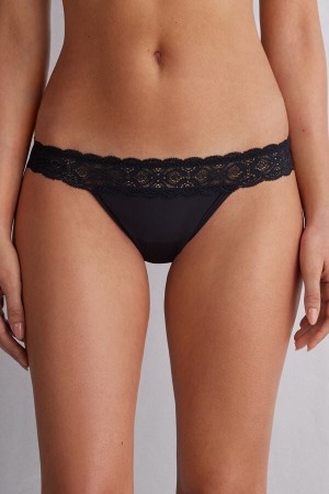 Bragas Intimissimi Lace And Microfiber Modifiedzilian Mujer Negros | HEBZ-16085