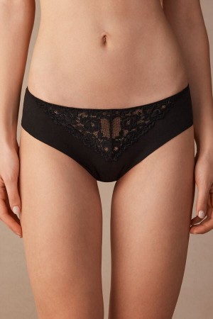 Bragas Intimissimi Pretty Flowers Seamless Cotton Mujer Negros | QBGK-67018