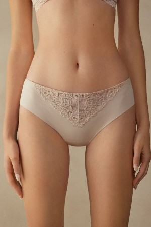 Bragas Intimissimi Pretty Flowers Seamless Cotton Mujer Creme Rosas | QPVA-83947