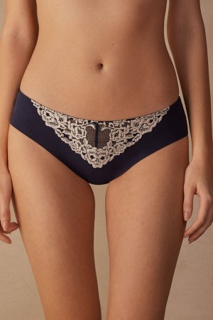 Bragas Intimissimi Pretty Flowers Seamless Cotton Mujer Azules Oscuro Amarillos Claro | CRNH-94302