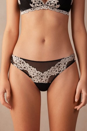 Bragas Intimissimi Pretty Flowerszilian Mujer Negros Blancos | PLBW-14376