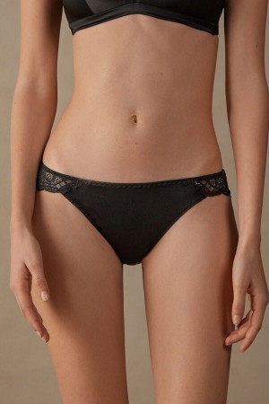 Bragas Intimissimi Silk And Lace Mujer Negros | XNCB-10298