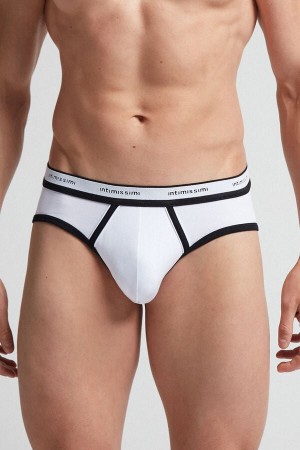 Bragas Intimissimi Superior Cotton Logo Hombre Blancos Negros | WVDP-10257