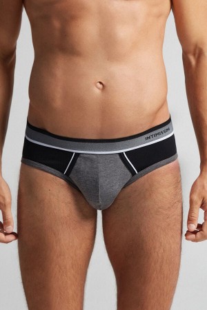 Bragas Intimissimi Two-Tone Superior Cotton Hombre Grises Oscuro Negros | TMWE-21896