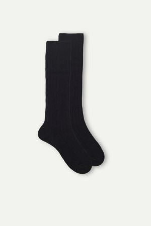 Calcetines Intimissimi Long Acanalado Cashmere And Lana Hombre Negros | JBKC-25693