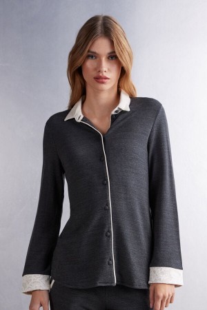 Camisa Intimissimi Baby It’s Cold Outside Modal And Wool Button Up Mujer Grises | MCLQ-26940