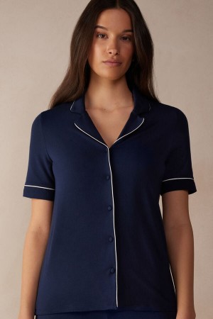 Camisa Intimissimi Button Up In Modal Mujer Azules | ICJH-31594