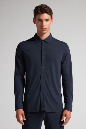 Camisa Intimissimi Modal And Silk Piqué Hombre Negros | JESZ-08146