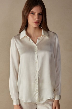 Camisa Intimissimi Silk Mujer Blancos | NHGS-79413