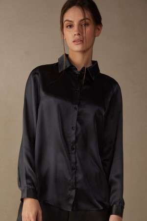 Camisa Intimissimi Silk Mujer Negros | AVPF-54780