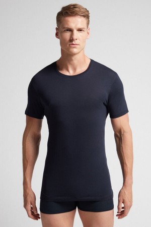 Camiseta Intimissimi Extrafine Superior Cotton Hombre Negros | SIEZ-67154