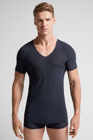 Camiseta Intimissimi Seamless Micromesh Hombre Negros | LTKZ-40862