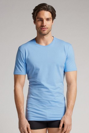 Camiseta Intimissimi Stretch Superior Cotton Hombre Azules Claro | GYJW-85139