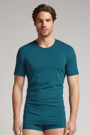 Camiseta Intimissimi Stretch Superior Cotton Hombre Verdes | JBNM-21576