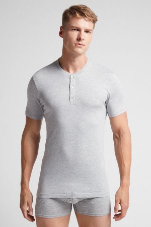 Camiseta Intimissimi Superior Cotton Henley Hombre Grises Claro | PQYV-73801