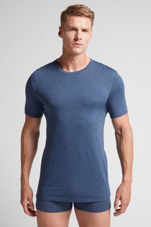 Camiseta Intimissimi Superior Cotton Hombre Azules | KSQV-86097