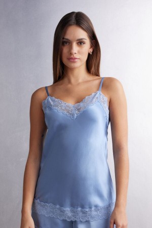 Camiseta sin Manga Intimissimi Lace And Silk Mujer Azules | ZLJP-53692