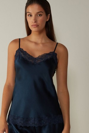 Camiseta sin Manga Intimissimi Lace And Silk Mujer Azules | ABGI-48205