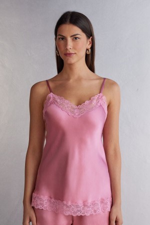 Camiseta sin Manga Intimissimi Lace And Silk Mujer Rosas | ONVJ-07329