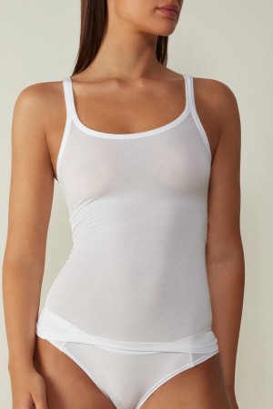 Camiseta sin Manga Intimissimi Ultralight Cotton Mujer Blancos | GMSH-45601