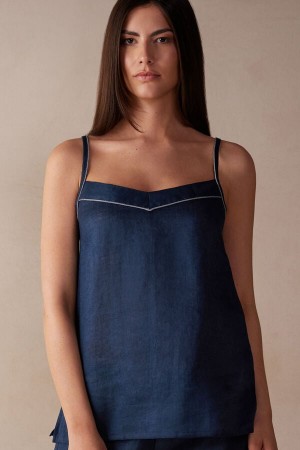 Camiseta sin Manga Intimissimi Yacht Night Linen Mujer Azules | EOUB-37415