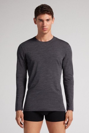 Manga Larga Intimissimi Crew-Neck Merino-Wool Hombre Grises | KRLZ-62594