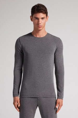 Manga Larga Intimissimi Modal-Cashmere Hombre Grises Oscuro | GYPD-10463