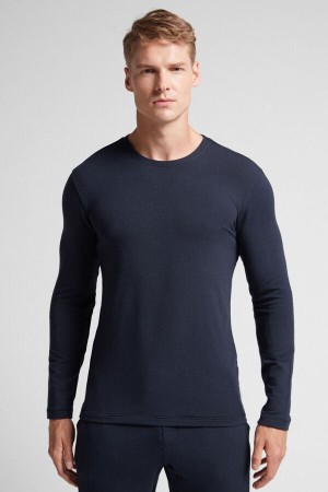 Manga Larga Intimissimi Modal-Cashmere Hombre Negros | AXFH-75861