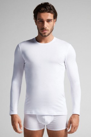 Manga Larga Intimissimi Stretch Superior Cotton Hombre Blancos | JEFM-60528