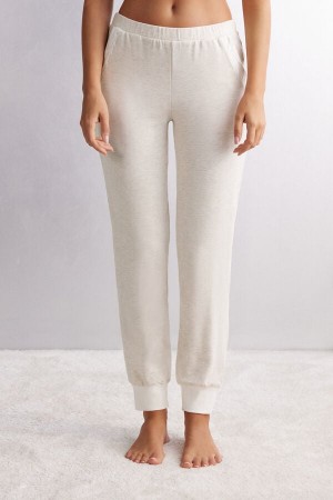 Pantalon Intimissimi Baby It’s Cold Outside Modal And Wool Jogger Mujer Blancos | LUQB-49610