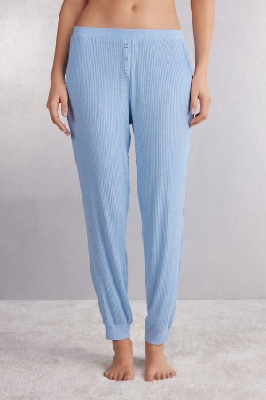 Pantalon Intimissimi Chic Comfort Full Length Modal Mujer Azules | QLXE-08269