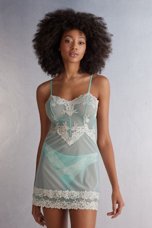 Pijama Intimissimi Pretty Flowers Babydoll Mujer Verdes Blancos | FDPE-17480