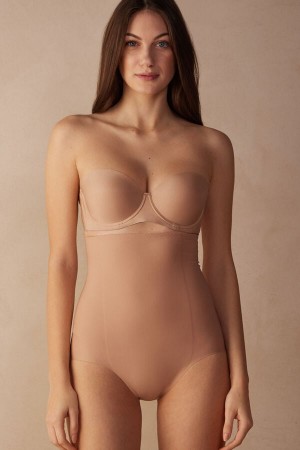 Short Intimissimi High Waist Shaping Hipster In Seamless Microfiber Mujer Naranjas Beige | NUJQ-35840