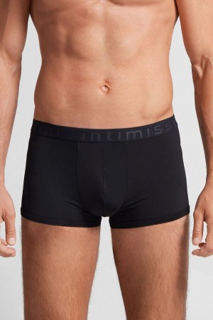 Short Intimissimi Microfiber Logo Hombre Negros | ZCVM-76381