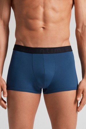 Short Intimissimi Microfiber Logo Hombre Azules Negros | UZVG-37540