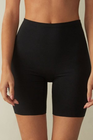 Short Intimissimi Raw Edge Seamless Cotton Mujer Negros | YIZD-34296