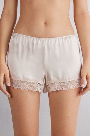 Short Intimissimi Silk Mujer Creme Rosas | BTZK-61573