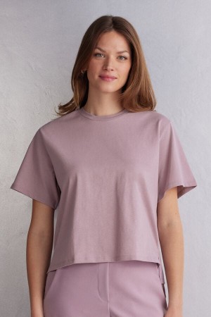 Short Sleeve Intimissimi Boxy Fit Cotton Mujer Rosas | KXFM-32891