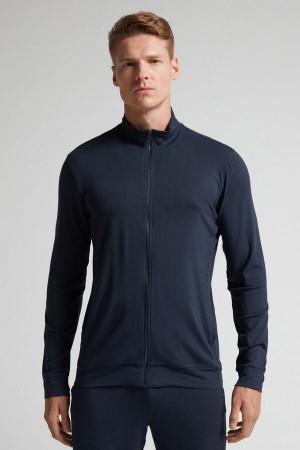 Sudadera Intimissimi Silk And Modal Zip-Up Hombre Negros | NCIF-96017