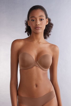 Sujetador Intimissimi Anna Bandeau Ultralight Microfiber Mujer Beige Oscuro | DNJX-90265