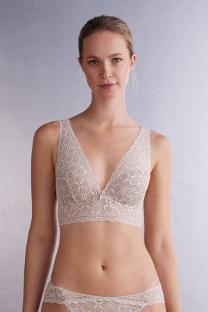 Sujetador Intimissimi Asia Balconette Mujer Creme Rosas | XGSB-52674